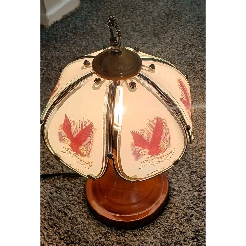 Vintage 16"in Tempered Glass Lamp American Eagle Mountains Ok Lighting